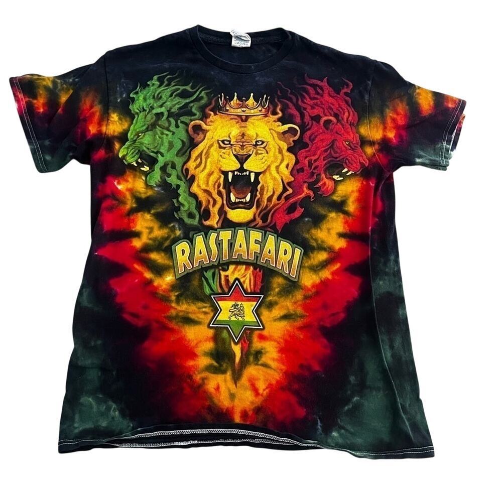 Rastafari Lion Tie Die T Shirt Size Medium Delta Pro Weight